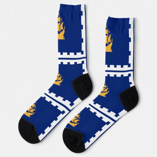 Men crew socks with flag of Quebec City Socken (Linkes Detail)