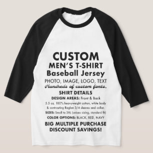 Men Custom Personalisiert Raglan Baseball Jersey T-Shirt
