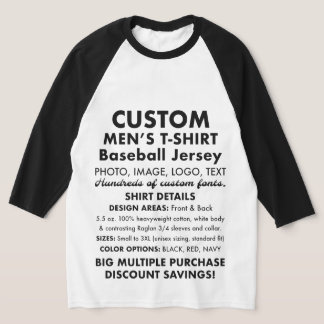 Men Custom Personalisiert Raglan Baseball Jersey T-Shirt