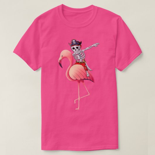 Men Dabbing Pirate Skeleton Flamingo Halloween Cos T-Shirt (Design vorne)