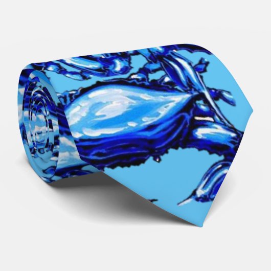 Men Designer Blue Crabs Krawatte (Gerollt)
