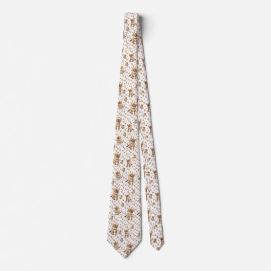 Men Designer Floral Kitten Katzen Krawatte (Vorderseite)