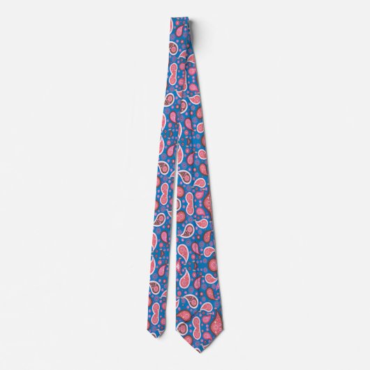 Men Designer Krawatte Blue Pink Paisley (Rückseite)