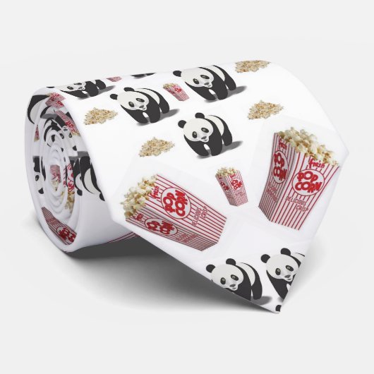 Men Designer Krawatte Panda Bear Popcorn (Gerollt)