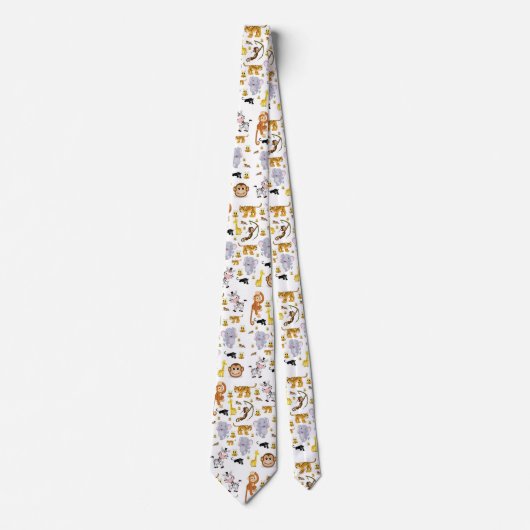 Men Designer Monkey Tiger Elephant Krawatte (Vorderseite)