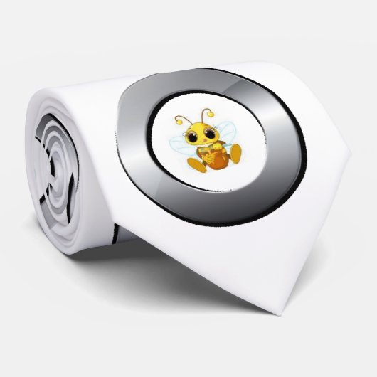 Men Designer Silver Honeybee Hummel Krawatte (Gerollt)