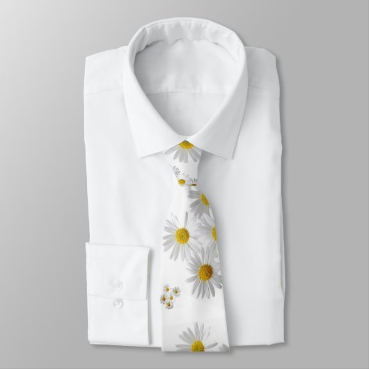 Men Designer White Daisy Krawatte (Gebunden)