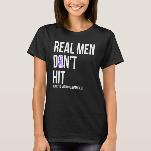 Men Don't Hit  Domestic Violence Awareness Ribbon T-Shirt (Vorderseite)