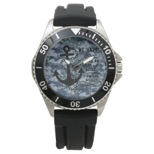 Men Ewatch Blue Camouflage Stainless Steel Armbanduhr