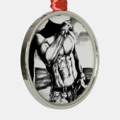Men Fine Art Cowboy Bodybuilding Cool Silbernes Ornament (Rechts)