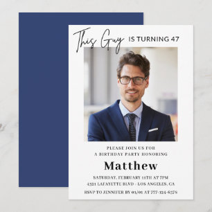 Men Foto 47. Geburtstagseinladungen Navy Blue Einladung