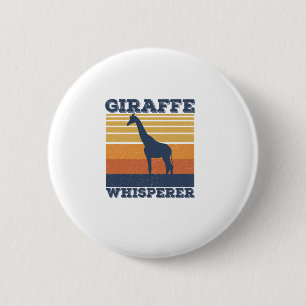 Men Giraffe Whisperer Retro African Animal Vintag Button