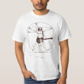 Men Gitarrist Rock Hand Sign Vitruvian Man Gitarre T-Shirt (Vorderseite)