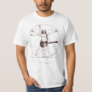 Men Gitarrist Rock Hand Sign Vitruvian Man Gitarre T-Shirt