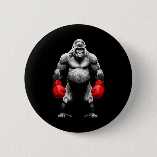 Men Gorilla Fighter Boxer Kunst Funny Animal Boxin Button (Vorderseite)