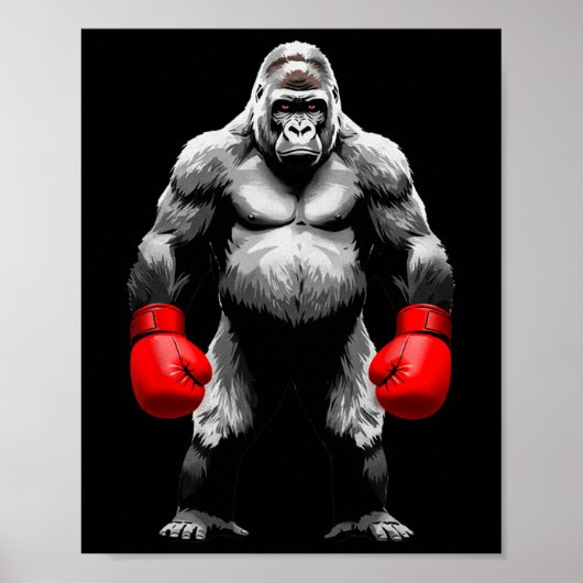 Men Gorilla Fighter Boxer Kunst Funny Animal Boxin Poster (Vorne)