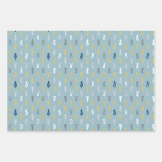 Men Gray Gold Blue Set mit 3 Geschenkpapier Set (Vorderseite)