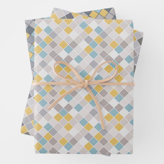 Men Gray Gold Blue Set von 3 Wrapping Pap Geschenkpapier Set (Beispiel)