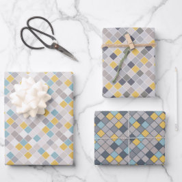 Men Gray Gold Blue Set von 3 Wrapping Pap Geschenkpapier Set