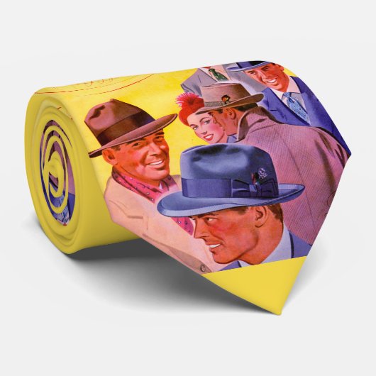 men in hats print krawatte (Gerollt)