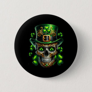 Men Irish Skull Shamrock Leprechaun Ireland St Pat Button