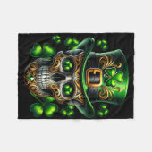 Men Irish Skull Shamrock Leprechaun Ireland St Pat Fleecedecke (Vorderseite (Horizontal))