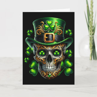 Men Irish Skull Shamrock Leprechaun Ireland St Pat Karte