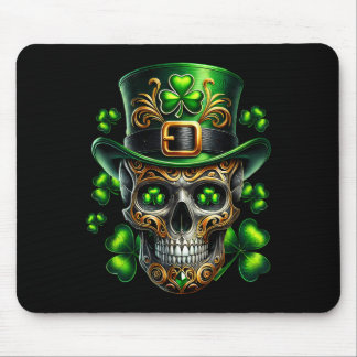 Men Irish Skull Shamrock Leprechaun Ireland St Pat Mousepad