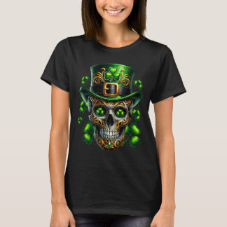 Men Irish Skull Shamrock Leprechaun Ireland St Pat T-Shirt