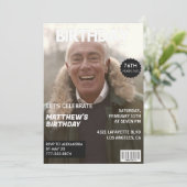 Men Magazine Navy Blue Foto 76. Geburtstag Einladung (Stehend Vorderseite)