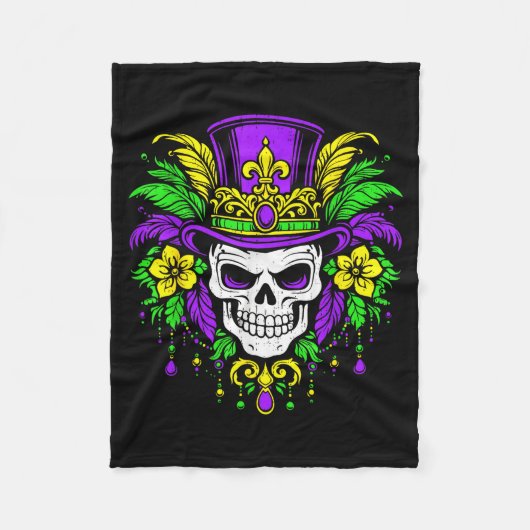 Men Mardi Gras Skull Carnival Festival Jester Bead Fleecedecke (Vorderseite)