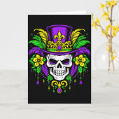 Men Mardi Gras Skull Carnival Festival Jester Bead Karte (Gelbe Blume)