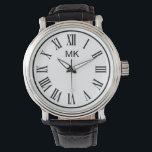 Men Monogram Roman Numerary Design Armbanduhr<br><div class="desc">Mens coole Vintage roman numeral monogram Armbanduhr Design für Typ,  die in klassischer Monogramm-Design und Namensinitialen entworfen wurden. Für die geschäftige Führungskraft geschaffen.</div>