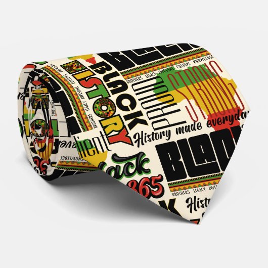 Men Multi Color Black History Krawatte (Gerollt)