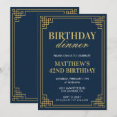 Men Navy Blue Geburtstagsessen 42. Geburtstag Einladung (Vorne/Hinten)