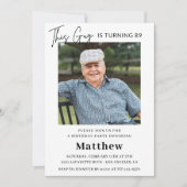 Men Navy White Foto 89. Geburtstag Einladung (Vorderseite)