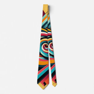Men Neck Tie: Farbiges geometrisches Design, Kunst Krawatte