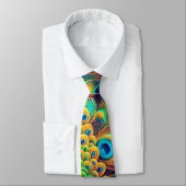 Men Neck Tie - Peacock Feathers Design, Art Krawatte (Gebunden)