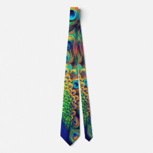 Men Neck Tie - Peacock Feathers Design, Art Krawatte