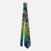 Men Neck Tie - Peacock Feathers Design, Art Krawatte (Rückseite)