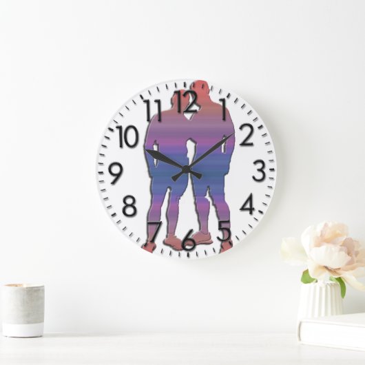 Men Posing Clock Große Wanduhr (Zuhause)