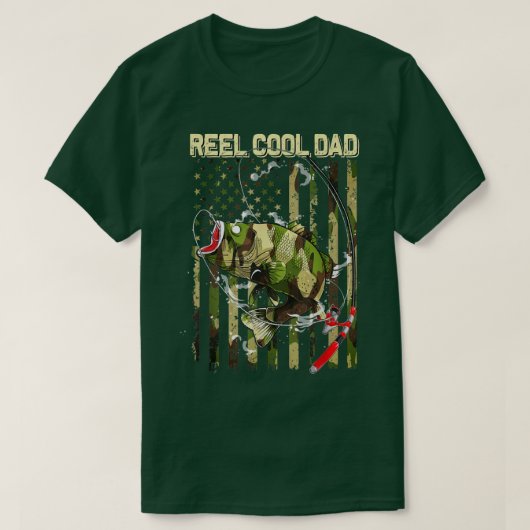 Men Reel Cooler Vater Fischen Opa Camouflage Ameri T-Shirt (Design vorne)
