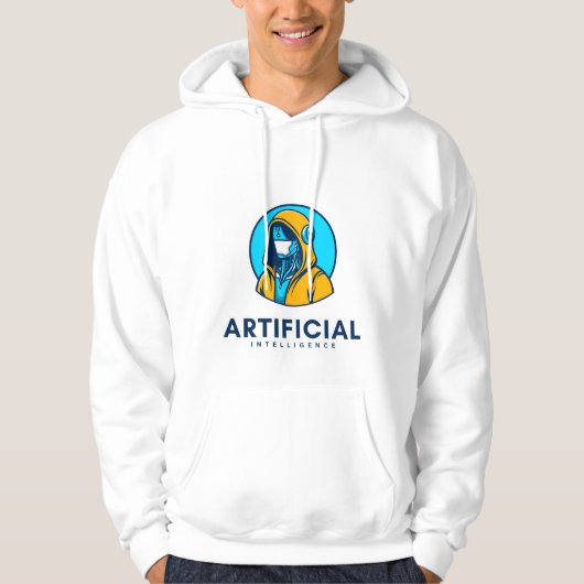Men’s Artificial Intelligence White Hoodi Hoodie (Vorderseite)