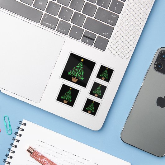 Men’s Gymnastics Christmas Tree Aufkleber (Laptop mit iPhone)