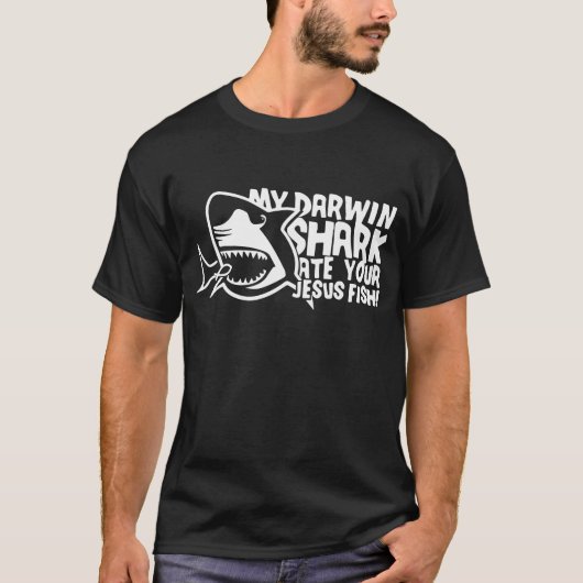 Men_s mein Darwin-Haifisch aß Ihre Jesus-Fische T-Shirt (Vorderseite)