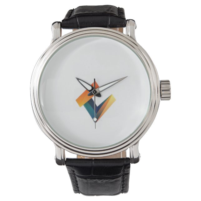 Men’s Vintage Black Leather Strap Watch Armbanduhr (Vorderseite)