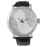 Men’s Vintage Black Leather Strap Watch