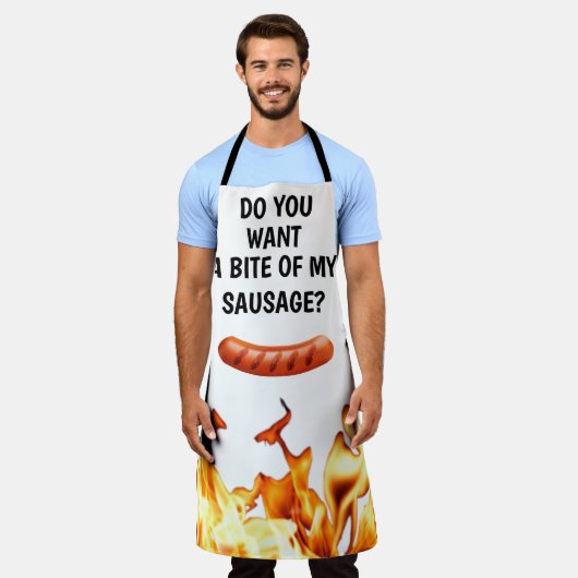 Men Sausage White Modern Vater Koch GRILLEN Schürze (Getragen)