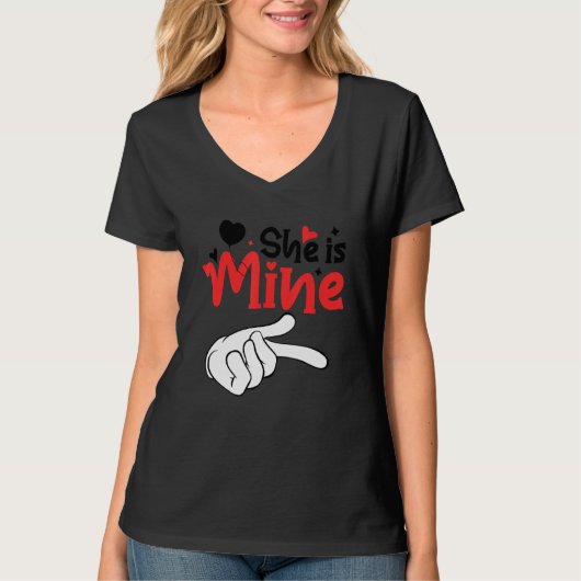 Men She is Mine Matching Couples Valentine Day Cos T-Shirt (Vorderseite)