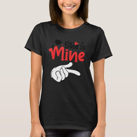 Men She is Mine Matching Couples Valentine Day Cos T-Shirt (Vorderseite)